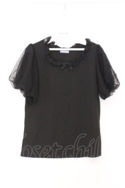 画像1: axes femme kawaii / チュールフリルカットソー  クロ O-26-02-18-1020-AX-TO-IG-OS