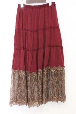 画像3: axes femme / 裾レースティアードスカート  ワイン O-26-02-18-1022-AX-OP-IG-OS