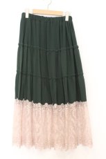 画像1: axes femme / 裾レースティアードスカート M グリーン O-26-02-18-1023-AX-SK-IG-ZT657 (1)