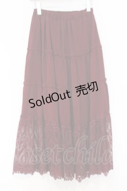 画像1: axes femme / 裾レースティアードスカート M ワイン O-26-02-18-1024-AX-SK-IG-OS