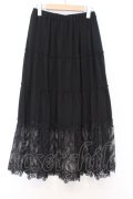 axes femme / 裾レースティアードスカート  クロ O-26-02-18-1025-AX-SK-IG-OS