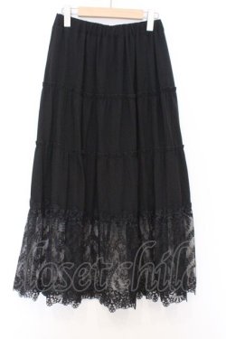 画像1: axes femme / 裾レースティアードスカート  クロ O-26-02-18-1025-AX-SK-IG-OS
