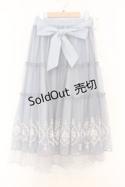 画像1: axes femme / ローズ刺繍チュールスカート  サックス O-26-02-18-1027-AX-SK-IG-OS
