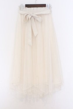 画像1: axes femme POETIQUE / シャイニーチュールレイヤードスカート  アイボリー O-26-02-18-1028-AX-SK-IG-OS