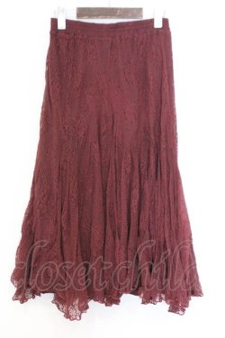 画像3: axes femme / レーシーロングスカート  ワイン O-26-02-18-1032-AX-SK-IG-OS