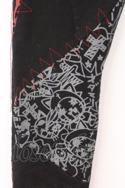 画像2: HANGRY&ANGRY / コミック風プリント継ぎ接ぎパンツ  ブラック×レッド×グレー O-26-02-18-011-HN-PA-IG-OS