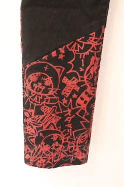 画像3: HANGRY&ANGRY / コミック風プリント継ぎ接ぎパンツ  ブラック×レッド×グレー O-26-02-18-011-HN-PA-IG-OS