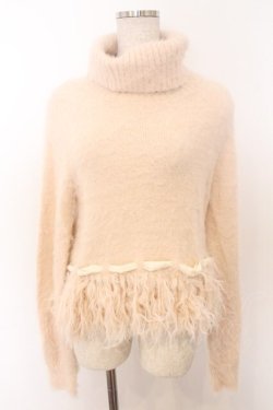 画像1: mon lily / タートルシャギーニット M ピンク O-26-02-18-020-LO-TO-OW-OS