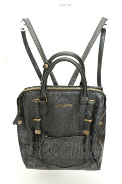 画像1: axes femme / 型押し２ＷＡＹリュック 13×27×13cm クロ O-26-02-19-047-AX-BG-IG-OS