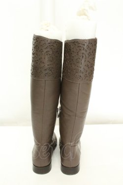 画像4: INGEBORG / カメリアくり抜きロングブーツ 22.5cm ブラウン O-26-02-19-051-LO-ZA-IG-OS