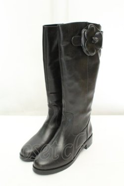 画像1: INGEBORG / カメリアコサージュベルテッドブーツ 22.5cm クロ O-26-02-19-052-LO-SH-IG-OS