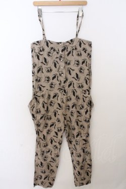 画像1: Candy Stripper / 猫柄サロペット 2 ベージュ O-26-02-19-1040-PU-OP-OW-OS