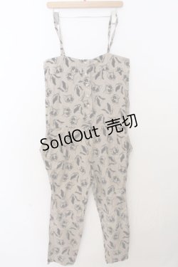 画像1: Candy Stripper / 猫柄サロペット 2 ベージュ O-26-02-19-1040-PU-OP-OW-OS