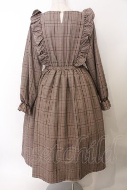 画像2: m petit by misako / CHKフリルOPナガ ワンピース S ブラウン O-26-02-19-1041-LO-OP-OW-OS