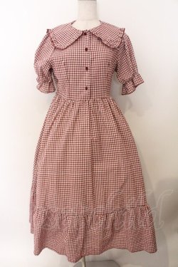 画像1: m petit by misako / AM*ギンガムCHKワンピース M アカ O-26-02-19-1045-LO-OP-OW-OS