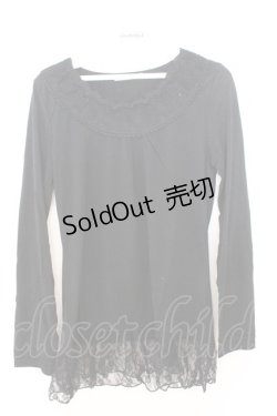 画像1: axes femme / レースフリルカットソー M クロ O-26-02-19-1005-AX-TO-OW-OS