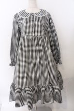 画像1: FLC / 星名桜子/ギンガムチェックワンピース L クロ O-26-02-19-1049-LO-OP-OW-ZT577 (1)