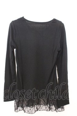 画像2: axes femme / レースフリルカットソー M クロ O-26-02-19-1005-AX-TO-OW-OS