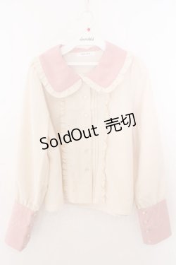 画像1: CHIP CLIP / 五月アイ/Cheese Bear/AIピンタックブラウス M アイボリー×ピンク O-26-02-19-1056-PU-BL-OW-OS