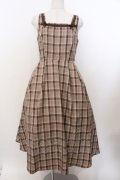 m petit by misako / リボンチェックジャンパースカート M ブラウン O-26-02-19-1059-LO-OP-OW-OS