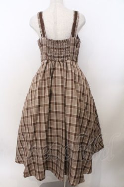 画像2: m petit by misako / リボンチェックジャンパースカート M ブラウン O-26-02-19-1059-LO-OP-OW-OS