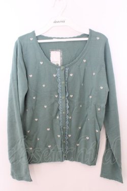 画像1: axes femme / ハート刺繍カーデ M グリーン O-26-02-19-1003-AX-TO-OW-OS