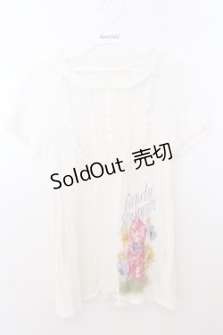 画像1: Candy Stripper / ポンポンヨークブラウス風カットソー F ホワイト O-26-02-19-1024-PU-TO-OW-OS