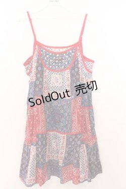 画像1: Candy Stripper / バンダナ柄キャミワンピース 2 レッド系 O-26-02-19-1029-PU-OP-OW-OS