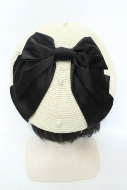 画像1: axes femme kawaii / リボンサマーベレー  ナチュラル×クロ O-26-02-19-085-AX-AC-IG-ZT0220C