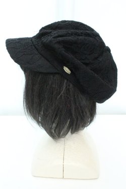 画像2: axes femme POETIQUE / プレート付きレースキャスケット 57.5cm クロ O-26-02-19-032-AX-AC-IG-OS