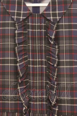 画像2: Jane Marple Dans Le Salon / キュプラコットンタータンチェックフロントフリルドレス M パープル O-26-02-21-022-JM-OP-IG-OS