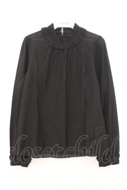 画像1: franche lippee black / フリルスタンドカラーブラウス  クロ O-26-02-21-025-LO-BL-IG-OS