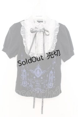 画像1: FRILL / フリル立ち襟カットブラウス  ブラックｘホワイト O-26-02-21-028-HN-BL-YM-OS