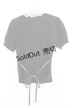 画像4: FRILL / フリル立ち襟カットブラウス  ブラックｘホワイト O-26-02-21-028-HN-BL-YM-OS