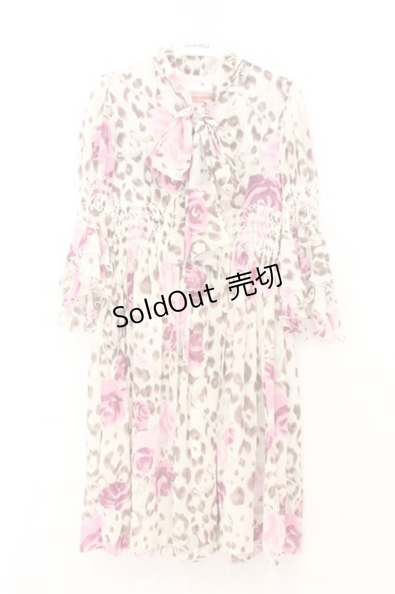 画像1: JESUS DIAMANTE / スカーフワンピース 40 ヒョウ薔薇 O-26-02-21-045-JE-OP-IG-OS (1)