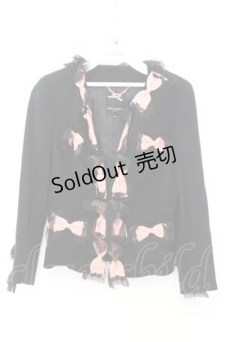 画像1: JESUS DIAMANTE / リボンジャケット 38 クロ×ピンク O-26-02-21-048-JE-JA-IG-OS