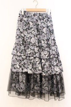 画像1: axes femme / フルールPTティアードスカート  クロ O-26-02-21-062-AX-SK-IG-OS