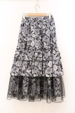 画像3: axes femme / フルールPTティアードスカート  クロ O-26-02-21-062-AX-SK-IG-OS