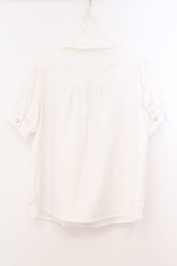 画像3: Ank Rouge / ジャガードパフブラウス  シロ×ピンク O-26-02-21-072-CA-BL-IG-OS