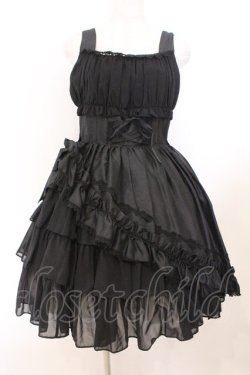 画像1: ALICE and the PIRATES / ギャザーシフォンジャンパースカート  クロ O-26-02-21-008-PA-OP-IG-OS