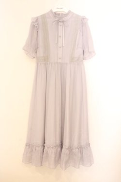 画像1: evelyn / 肩フリルリボンシアーロングワンピース  グレー O-26-02-21-077-LO-OP-IG-OS