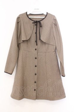 画像1: Fi.n.t / レイヤード風チェックミニワンピース  ブラウン O-26-02-21-078-CA-OP-IG-OS