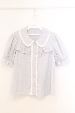 画像1: evelyn / チュールパフスリーブブラウス  ピンク×サックス O-26-02-21-082-LO-BL-IG-OS