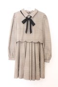 Rojita / チェックカラーリボンワンピース  ブラウン O-26-02-21-084-LO-OP-IG-OS