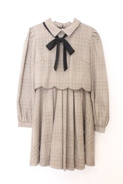 画像1: Rojita / チェックカラーリボンワンピース  ブラウン O-26-02-21-084-LO-OP-IG-OS