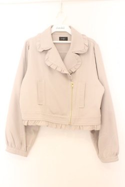 画像1: evelyn / フリルライダースジャケット  ベージュ O-26-02-21-085-LO-JA-IG-OS