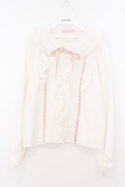 画像1: Honey Cinnamon / フリル襟ブラウス  オフシロ×ピンク O-26-02-21-089-LO-BL-IG-OS