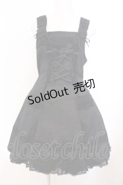 画像1: BABY,THE STARS SHINE BRIGHT / 裾スカラップジャンパースカート  クロ O-26-02-21-015-BA-OP-IG-OS