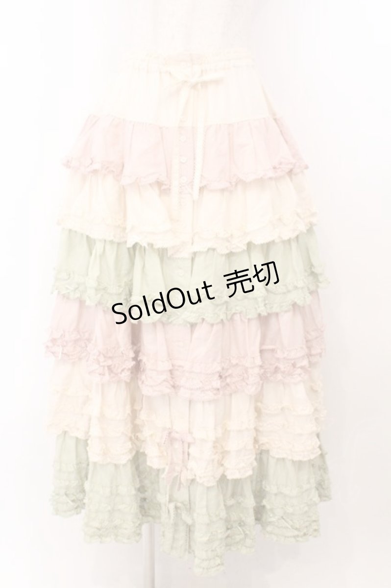 画像1: PINK HOUSE / 配色フリルスカート  ピンク×ハッカ O-26-02-21-017-LO-SK-OW-OS (1)