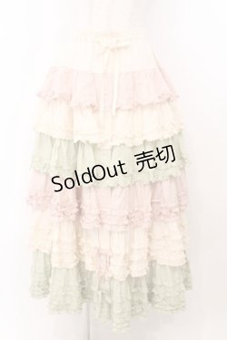 画像1: PINK HOUSE / 配色フリルスカート  ピンク×ハッカ O-26-02-21-017-LO-SK-OW-OS